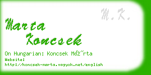 marta koncsek business card